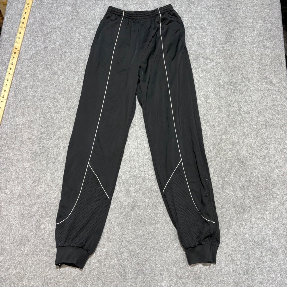 Vintage Nike Track Pants Mens Small Black White Piping Mesh Trim Joggers
